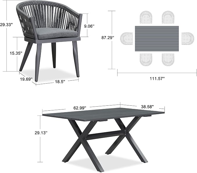 PURPLE LEAF 7 Pieces Outdoor Dining Set - Image 7
