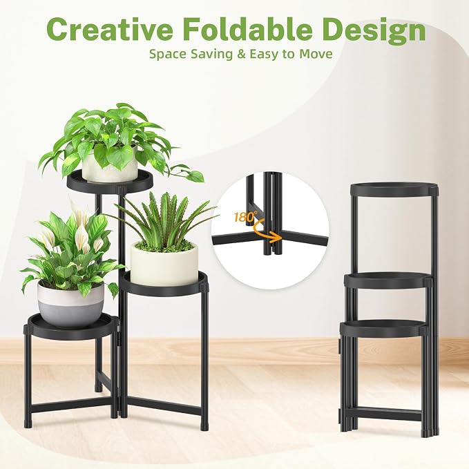 iDavosic.ly 3 Tier Folding Plant Stand Indoor Outdoor - Image 3