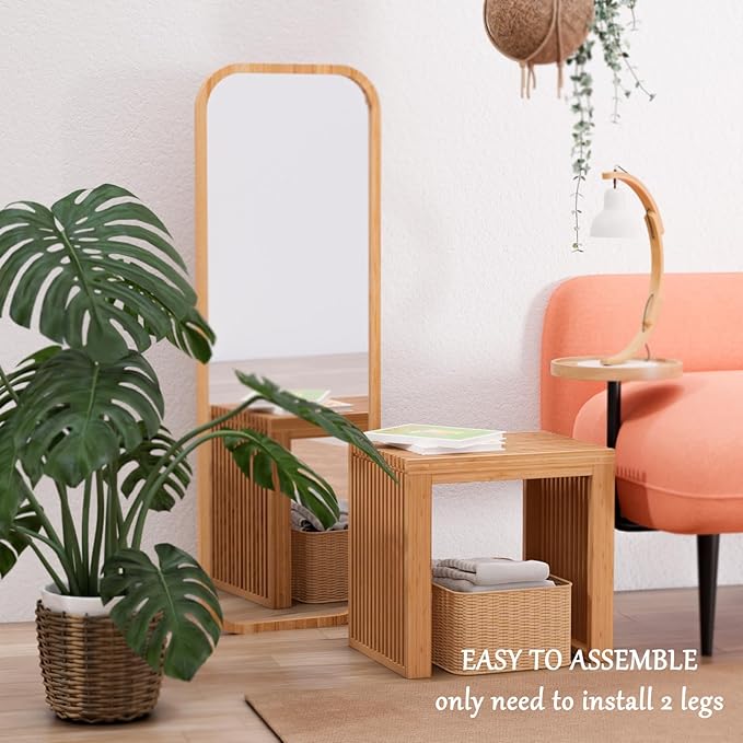 Bamboo Dining Bench Indoor Small Bench Entryway Shoe Rack Bench, Outdoor Modern - Image 6
