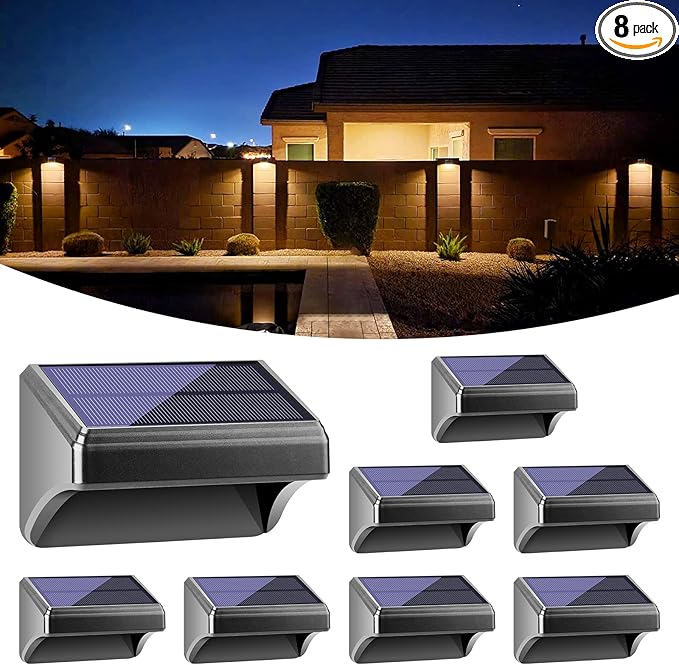 Bridika Solar Fence Lights Warm White & White, Solar Outdoor Wall Lights by Bridika
