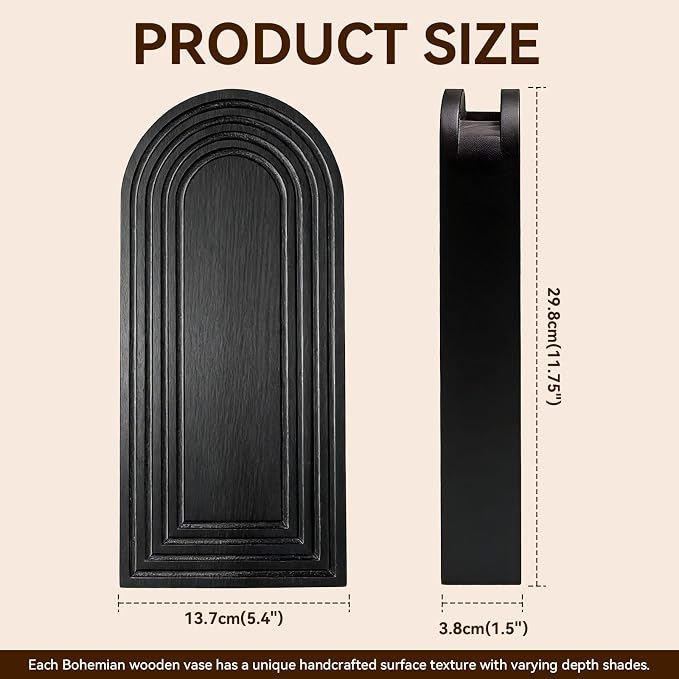 2 Pack Wooden Wall Vase Set, Boho Hanging Planter - Image 7