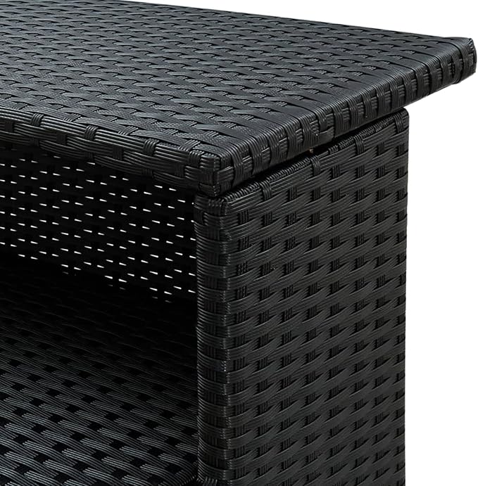 Festnight Garden Bar Table Black Rattan 47.2"x21.7"x43.3" Poly - Image 8