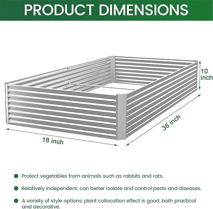 3 Pack Corrugated Galvanized Steel Raised Garden Bed Outdoor, Metal Above - Image 2