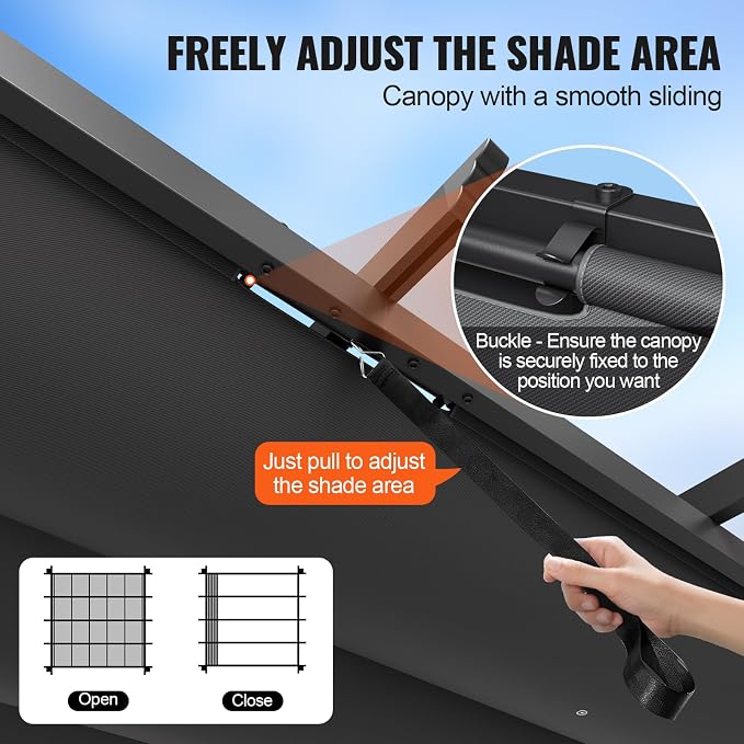 VEVOR 10'x10' Outdoor Retractable Pergola - Image 4