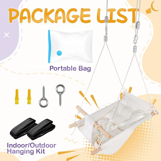 Baby Swing Indoor and Outdoor, Canvas Hammock Swing - Image 4