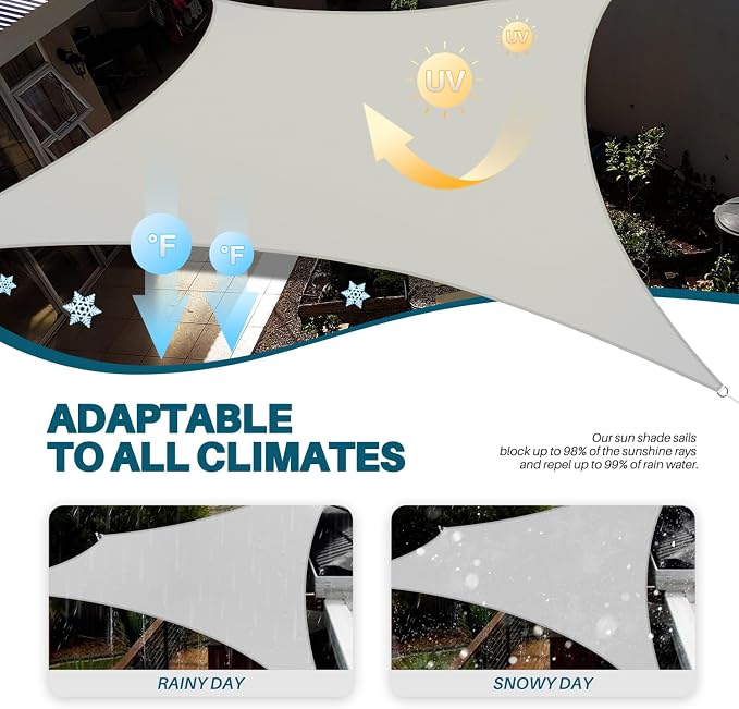 Coarbor 21'x24' Waterproof Sun Shade Sail Rectangle Canopy Shade Cover - Image 3
