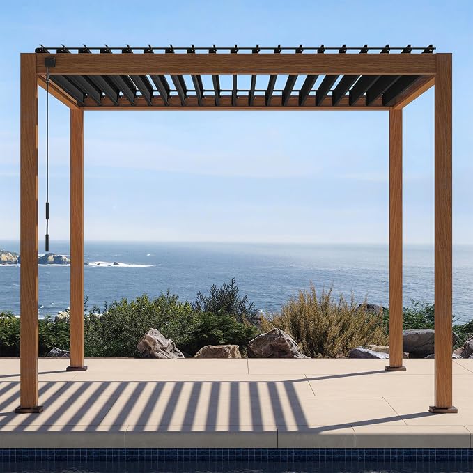 MIRADOR 111S Takasho Louvered Pergola, 10Ft x 10Ft, Full Aluminum Frame by Mirador