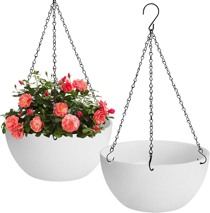 10 inch Hanging Planters for Indoor Plants, 2 Pack Planters for Outdoor Plants by HIGSEEU