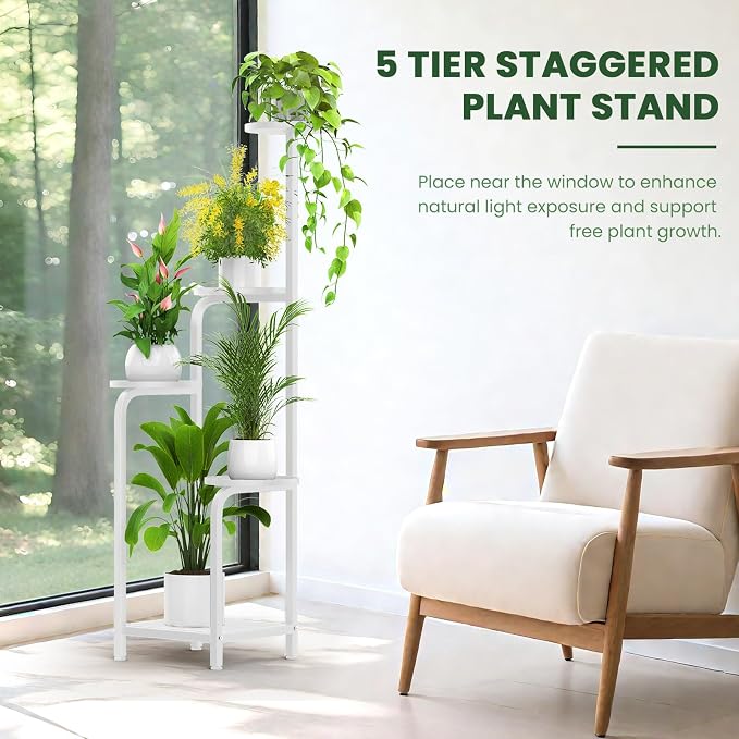 TOSKING 5 Tier Tall Plant Stand Indoor Outdoor, Heavy Duty Corner Shelf - Image 7