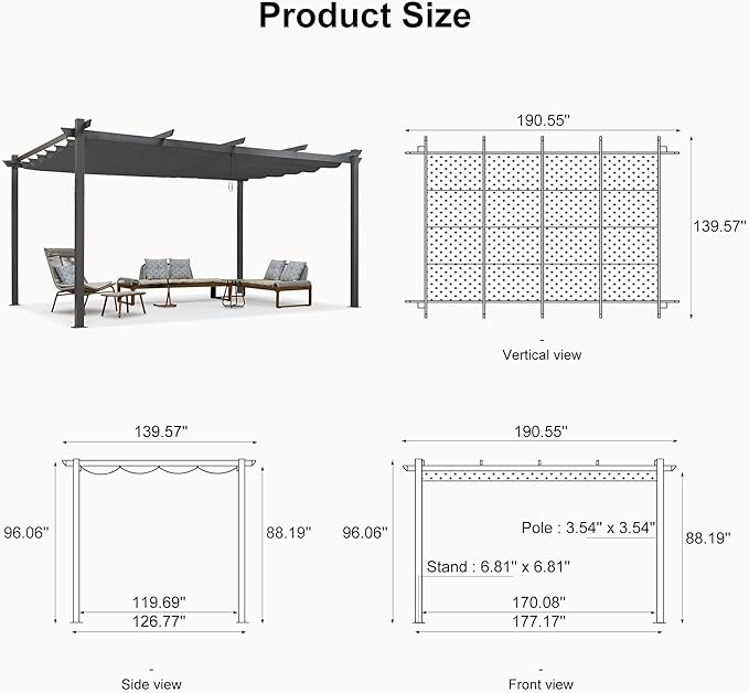 PURPLE LEAF 12' X 16' Outdoor Pergola - Image 7