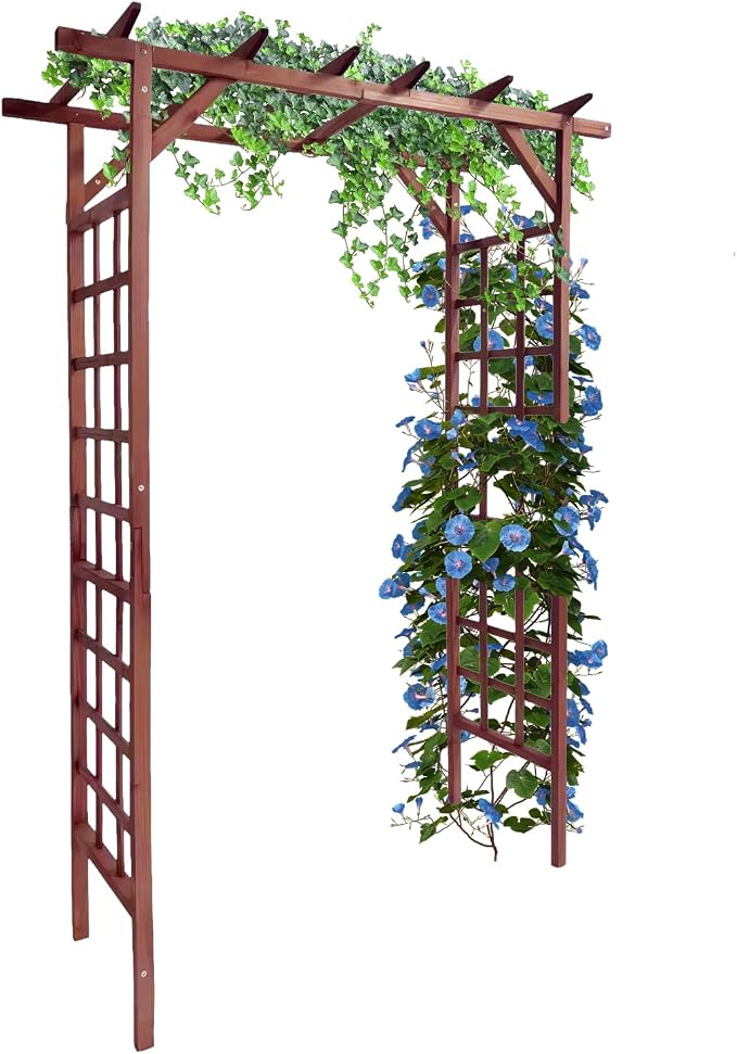 85 in Wooden Garden Arbor, Solid Fir Wood Trellis by Garvee