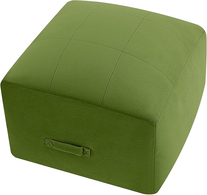 MeMoreCool Square Stuffed Pouf Ottoman Foot Rest, Floor Pouf Foot Stool by MeMoreCool