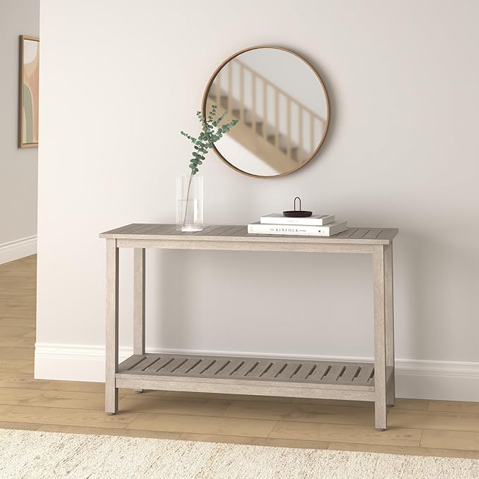 Best Choice Products 48in 2-Shelf Eucalyptus Wooden Console Table Indoor - Image 2