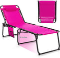GYMAX Lounge Chairs for Outside, Extra High Folding Beach Tanning Lounger by Unknown