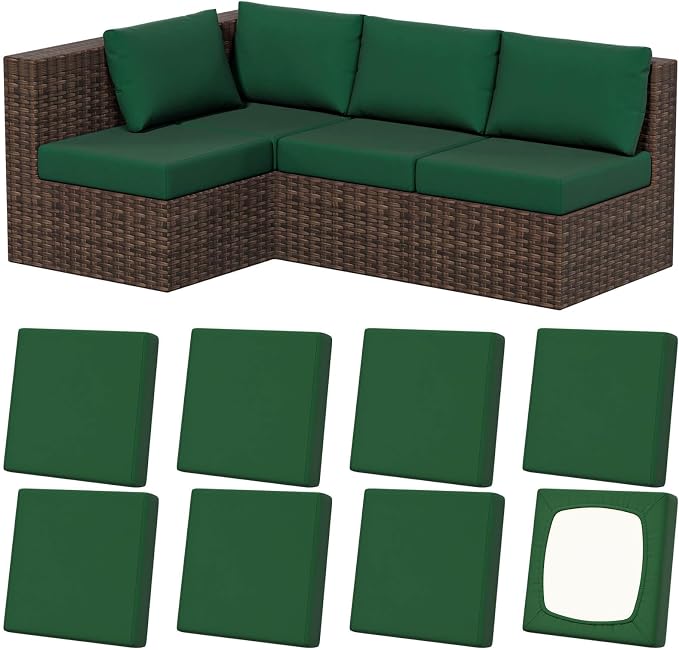 8Pcs Stretch Patio Cushion Covers, Outdoor Couch & Sofa Replacement Slipcovers by VORSHAPE