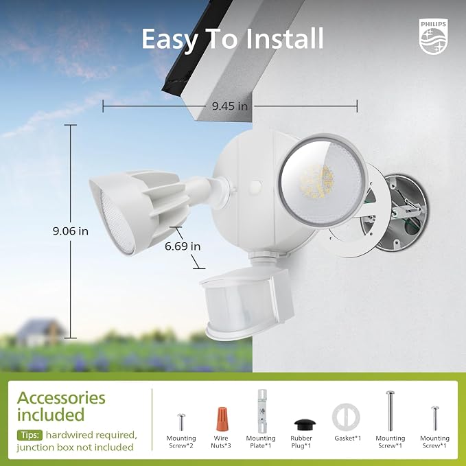 Philips 44W 4200 lm LED Security Light Outdoor w/PIR Motion Sensor, 5000K - Image 6