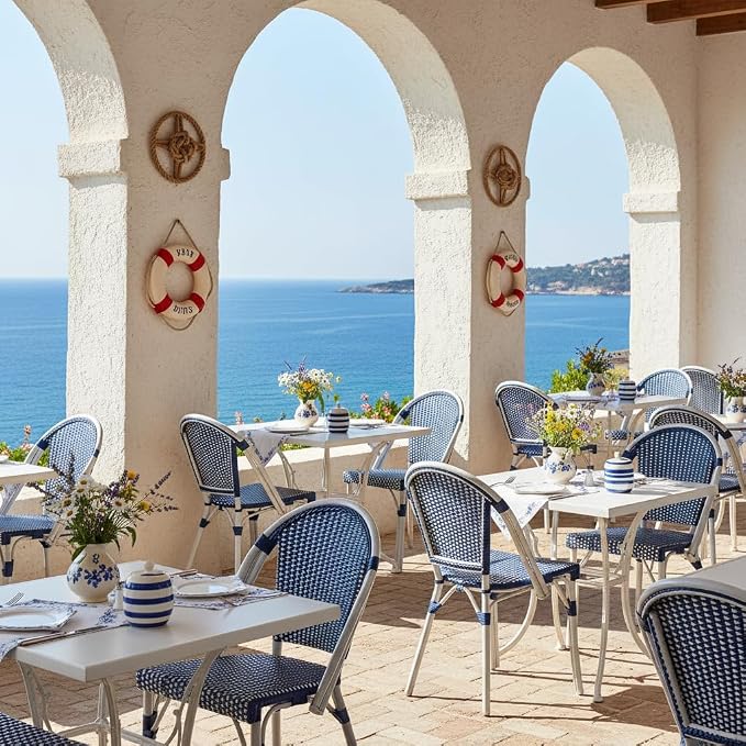PURPLE LEAF Dining Chair Set of 2 Outdoor French Bistro Chairs Hand-Woven - Image 4