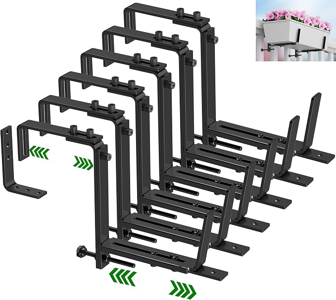 HFHOME 6PCS Adjustable Planter Box Brackets, Brackets by HFHOME