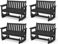 SERWALL Outdoor Glider Bench Set of 4, HDPE Weather-Resistant Swinging Bench by SERWALL
