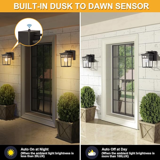 Porch Light with GFCI Outlet Built in, Dusk to Dawn Outdoor Lighting with Outlet - Image 4