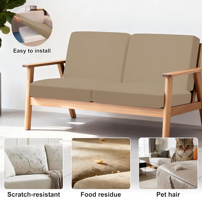 4Pcs Patio Stretch Cushion Covers, Outdoor Sofa Replacement Cover Slipcovers - Image 4