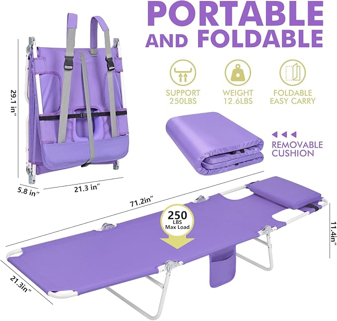 3 in 1 Women Comfort Backpack Beach Tanning Lounge Chair - Image 2