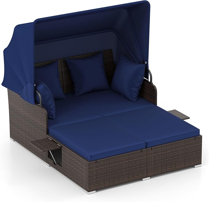 Tangkula Patio Rattan Daybed by TANGKULA