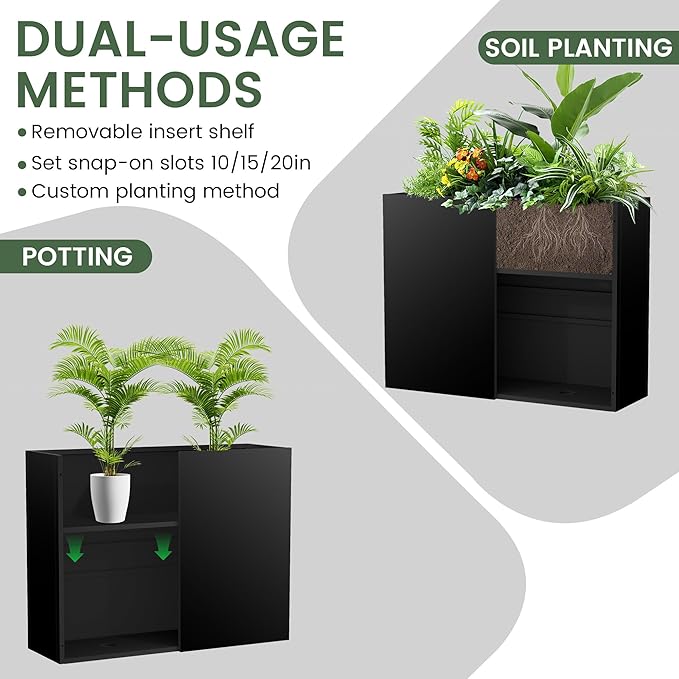 Tall Metal Planter for Outdoor Plants, Large Rectangular Planter - Image 4