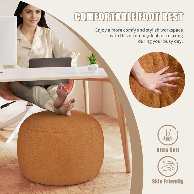 Round Stuffed Pouf Ottoman for Foot Rest, A Round Modern Foam Filled Poufs - Image 6