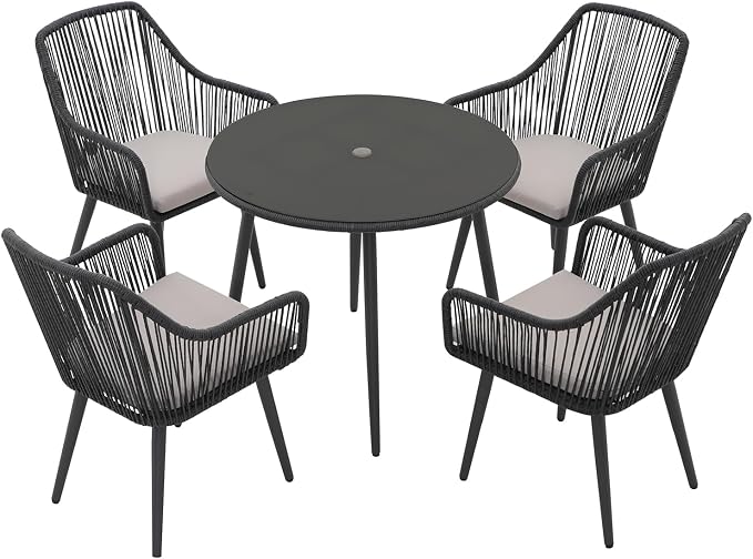 Patiorama 5-Piece Patio Dining Set, Outdoor Dining Table Chair Set, All-Weather - Image 9