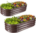 GOOZOO 2PC Galvanized Planter Raised Garden Bed, Oval Metal Land Planter Box by GOOZOO