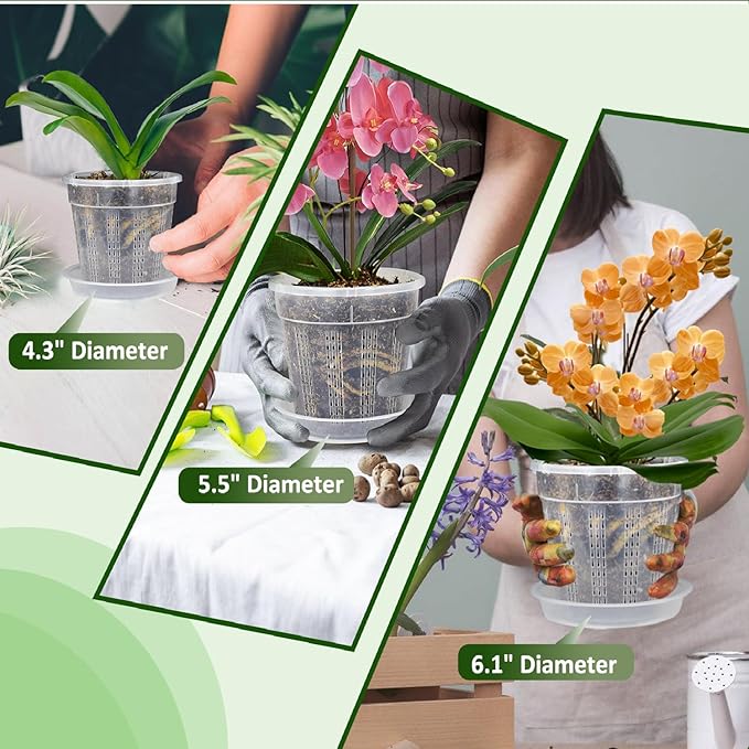 Orchid Pot with Saucers, 6 Packs of 5.5" Orchid Pots with Holes, Orchid Pots - Image 7