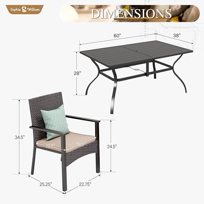 Sophia & William 7 Pieces Patio Dining Set - Image 6