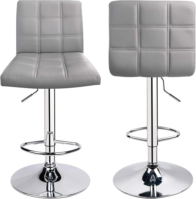 Leopard Modern Square PU Leather Adjustable Bar Stools - Image 7