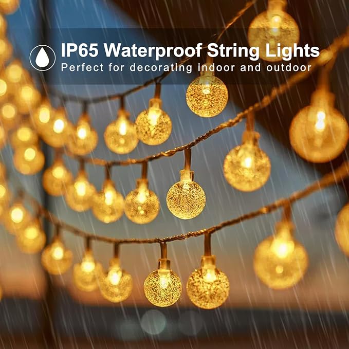 Solar String Lights Outdoor 2 Pack 200 Led 80FT Warm White Crystal Globe Lights - Image 7