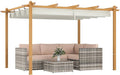 Outsunny 10' x 12' Retractable Pergola Canopy, Wood Grain Aluminum Pergola by Outsunny