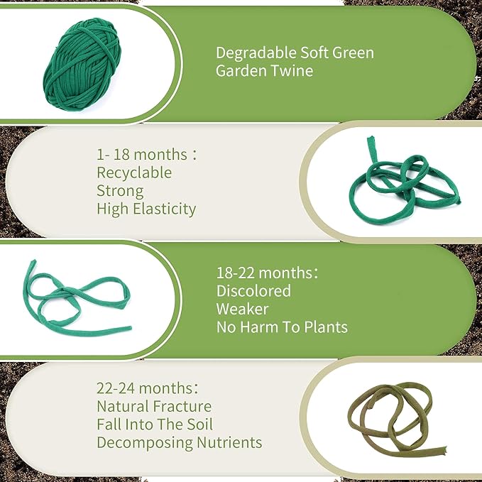 Decoroca Degradable Soft Green Garden Twine - 98FT Environmentally Smart Plant - Image 3
