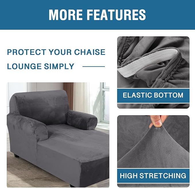 H.VERSAILTEX Velvet Chaise Lounge Cover High Stretch Chaise Chair Cover - Image 5