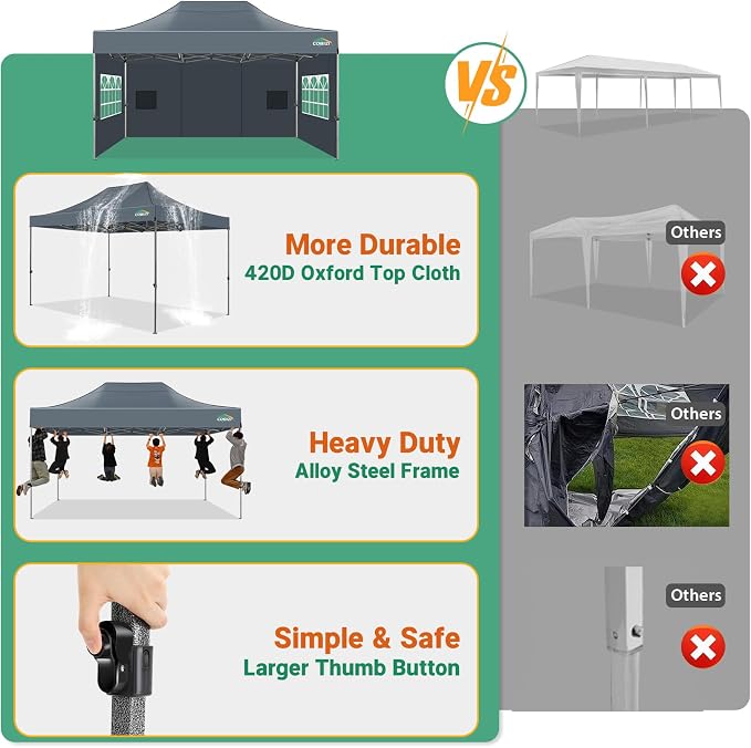 COBIZI 10x15 Pop up Canopy Tent Heavy Duty - Image 6