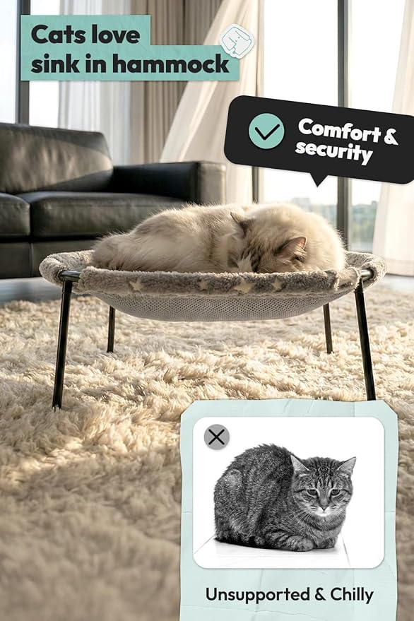 Elevated Cat Bed, Glow-in-The-Dark Fabric Cat Hammock Bed - Image 4