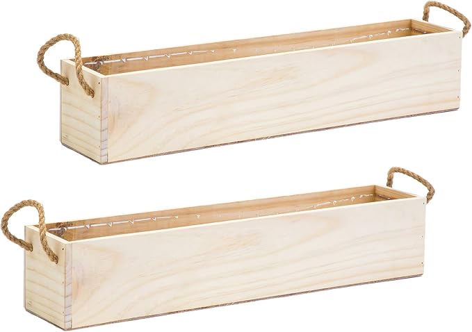 Wooden Planter Box, Rustic Barn Wood/Whitewash by Unknown