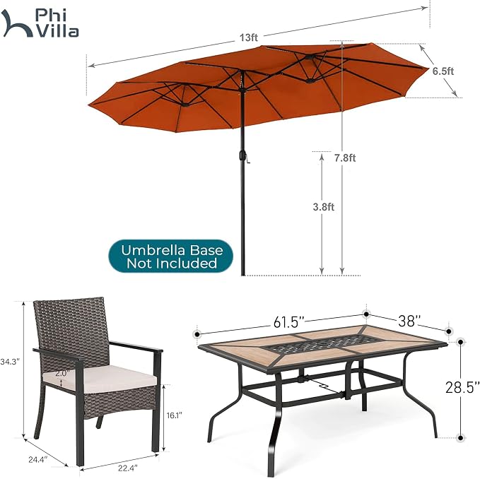PHI VILLA 7 Pieces Outdoor Dining Set - Image 6