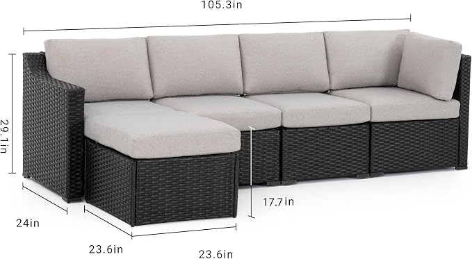 HAPPATIO 5 Piece Patio Conversation Set, All-Weather Patio Furniture Set - Image 6
