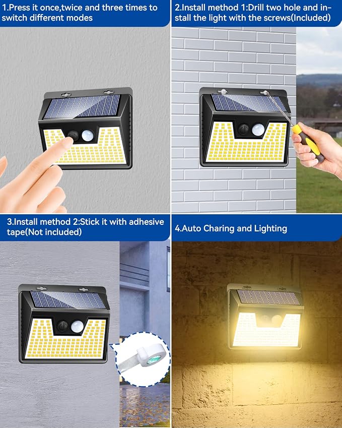 Peasur Solar Lights Outdoor Waterproof, 3 Modes Solar Powered Fence Security - Image 6