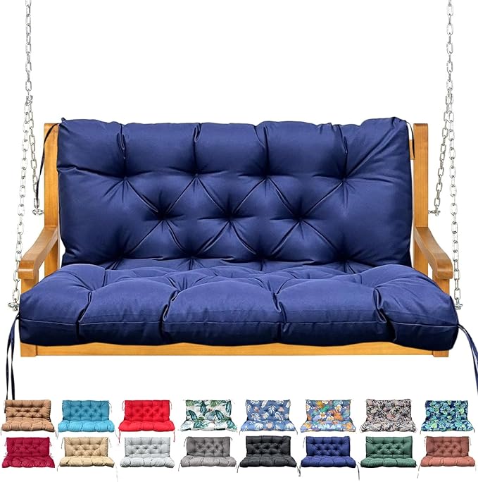 Porch Swing Cushion with Backrest, Waterproof Bench Cushion by NANGELRN