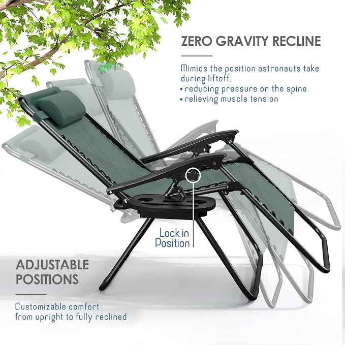 Nestl Zero Gravity Chairs Set of 4, Patio Lounge Chair Outdoor - Image 4