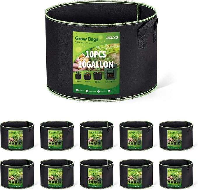 Delxo 10 Gallon Grow Bags 10 Pack by Delxo