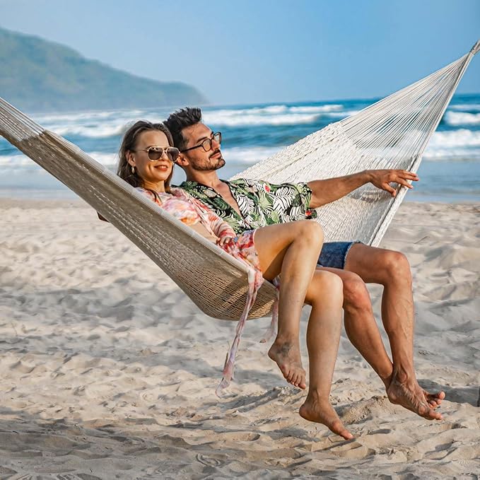 Lazy Daze Hammocks Handwoven Mayan Hammock, 10.5 FT Soft Rope Double Hammocks - Image 2