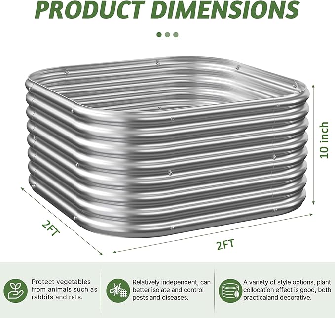 4 Pack 2x2FT Corrugated Galvanized Steel Raised Garden Bed Outdoor, Metal Above - Image 2