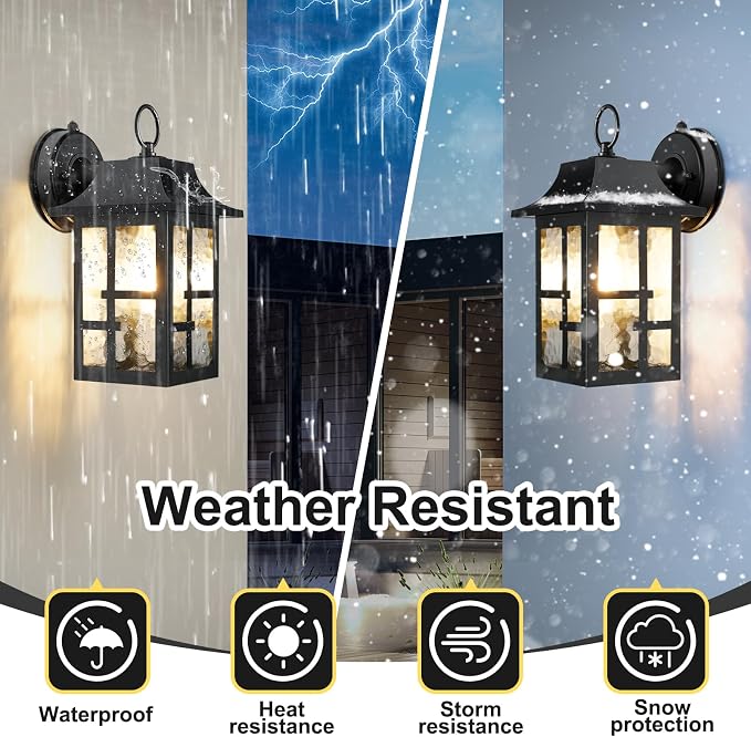 OKELI Dusk to Dawn Outdoor Wall Lights, Exterior Waterproof Lantern, Front - Image 4